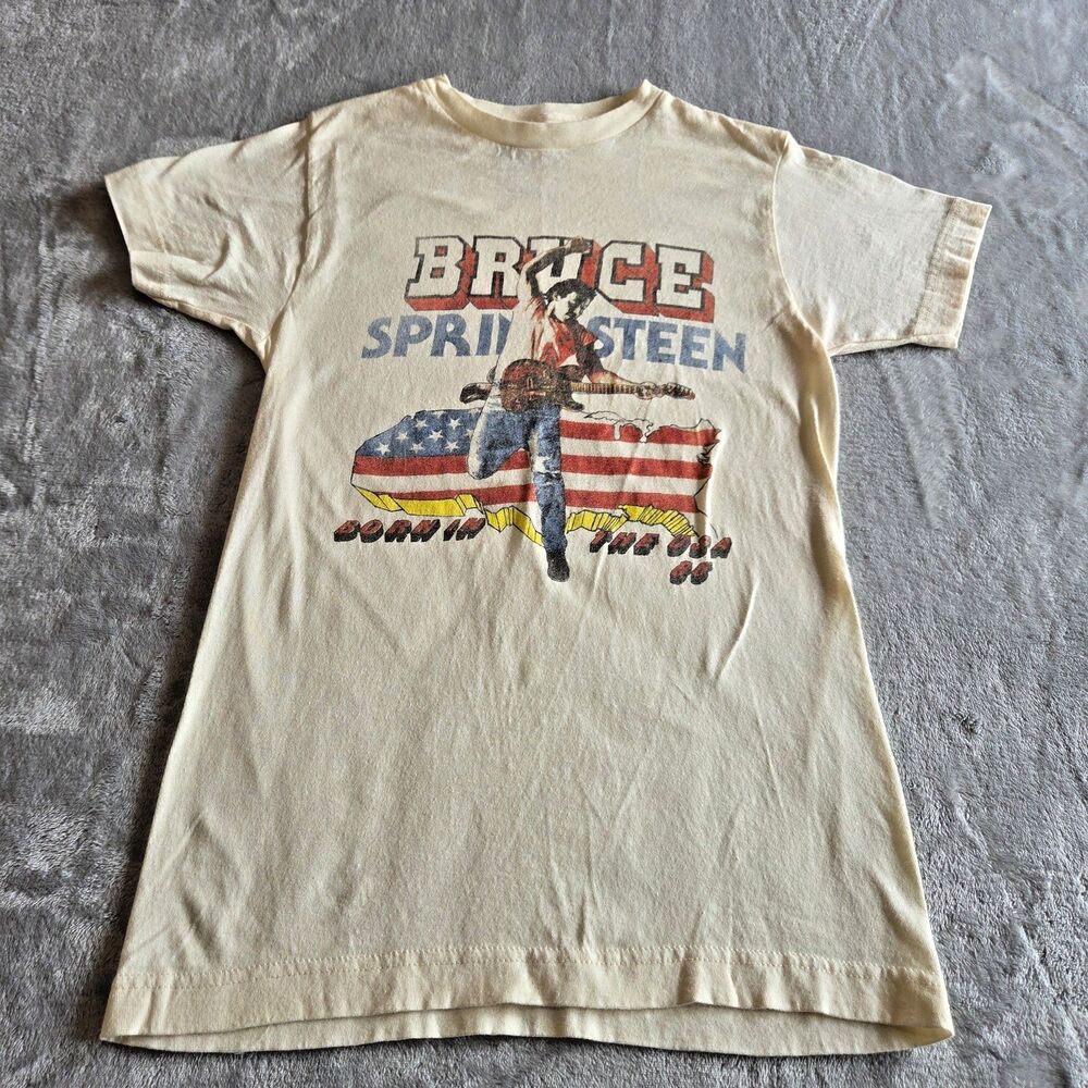 Bruce Springsteen Born In The USA '85 Tour Shirt Small Cream Graphic Band Tee